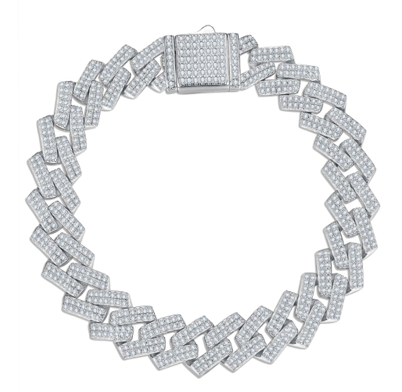 Iced Cuban Link Bracelet Moissanite VVS – S925