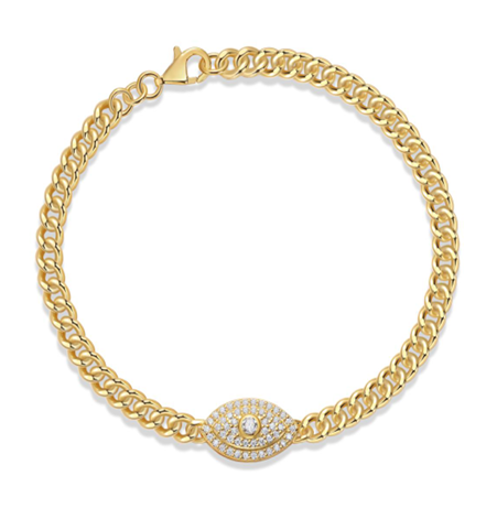 Evil Eye Cuban Link Bracelet Moissanite VVS – S925