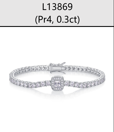 Bracelet Tennis Cushion Halo Moissanite VVS – S925