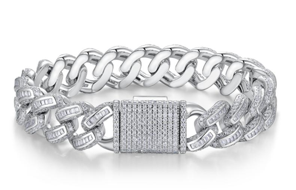 Baguette Iced Cuban Link Bracelet Moissanite VVS – S925