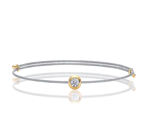 Round Solitaire Cord Bracelet Moissanite VVS – S925