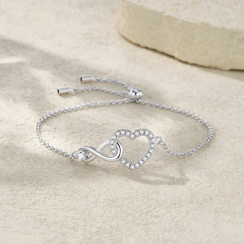 Bracelet Infinity Heart Moissanite VVS – S925