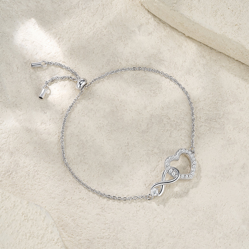 Bracelet Infinity Heart Moissanite VVS – S925