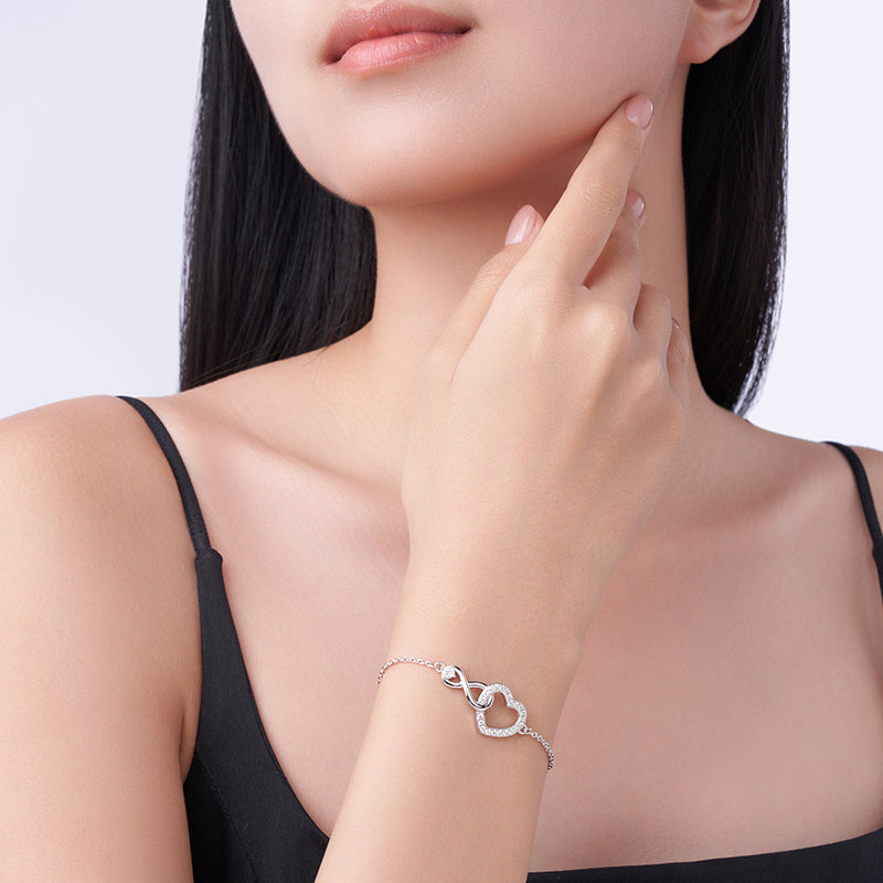 Bracelet Infinity Heart Moissanite VVS – S925