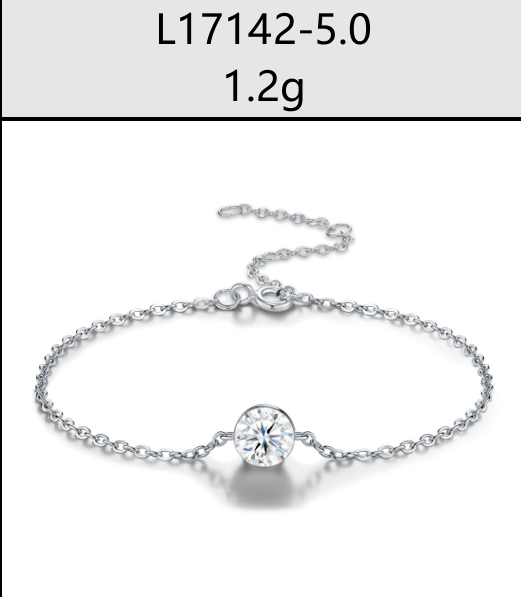 Bracelet Solitaire Bezel Moissanite VVS – S925