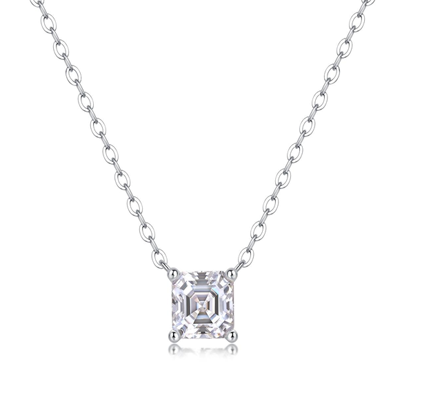 Princess Solitaire Necklace Moissanite VVS – S925