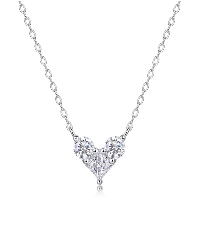 Heart Necklace Moissanite VVS – S925