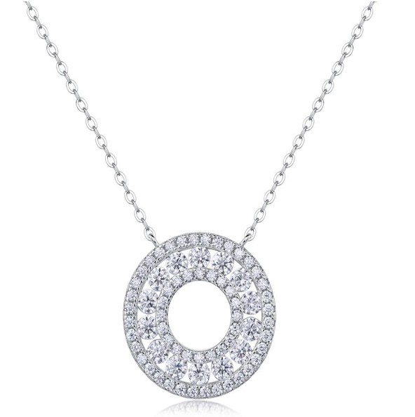 Circle Halo Necklace Round Moissanite VVS – S925
