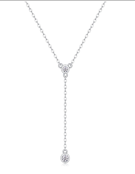 Y Necklace Bezel Moissanite VVS – S925