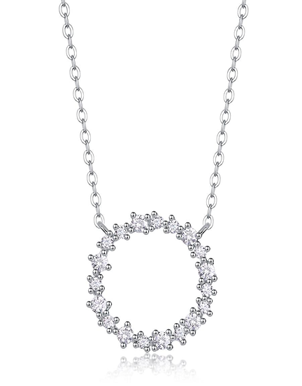 Floral Circle Necklace Round Moissanite VVS – S925