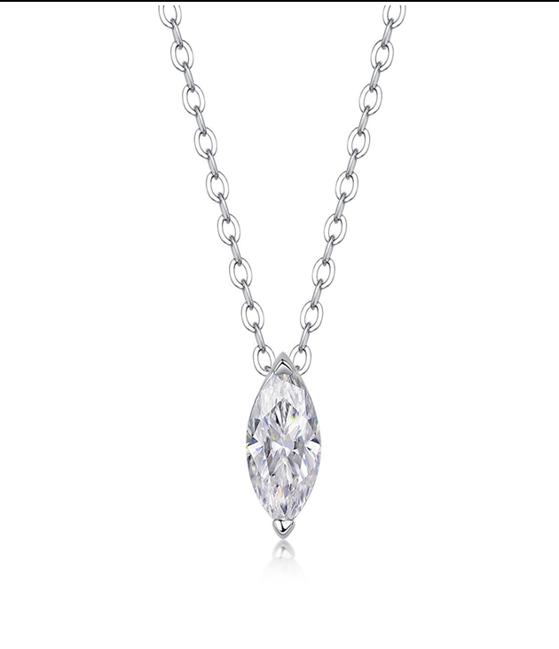 Marquise Solitaire Necklace Moissanite VVS – S925