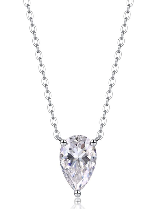 Pear Solitaire Necklace Moissanite VVS – S925