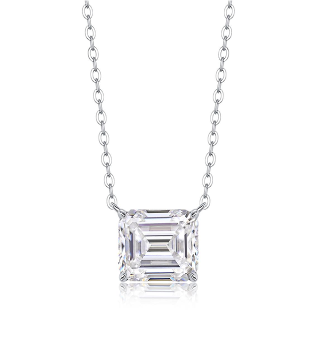 Princess Solitaire Necklace Moissanite VVS – S925
