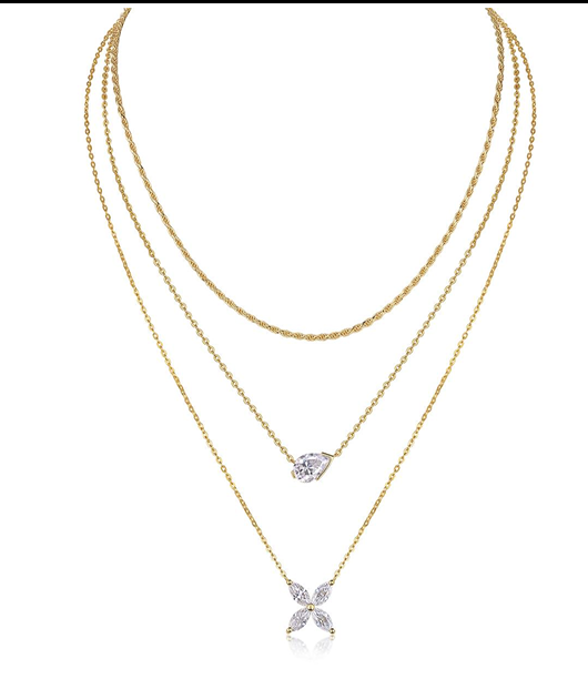 Layered Butterfly Necklace Moissanite VVS – S925