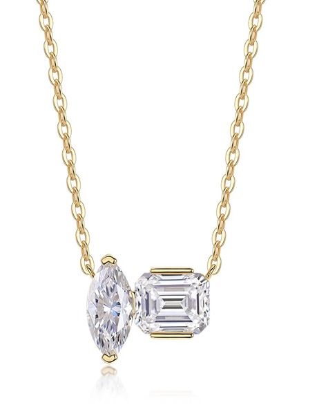 Me and You Necklace Marquise & Emerald Moissanite VVS – S925