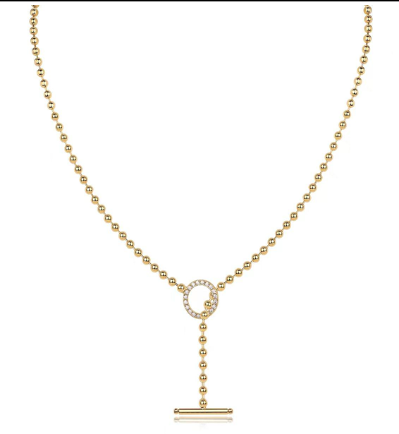 Beaded Toggle Necklace Pavé Moissanite VVS – S925