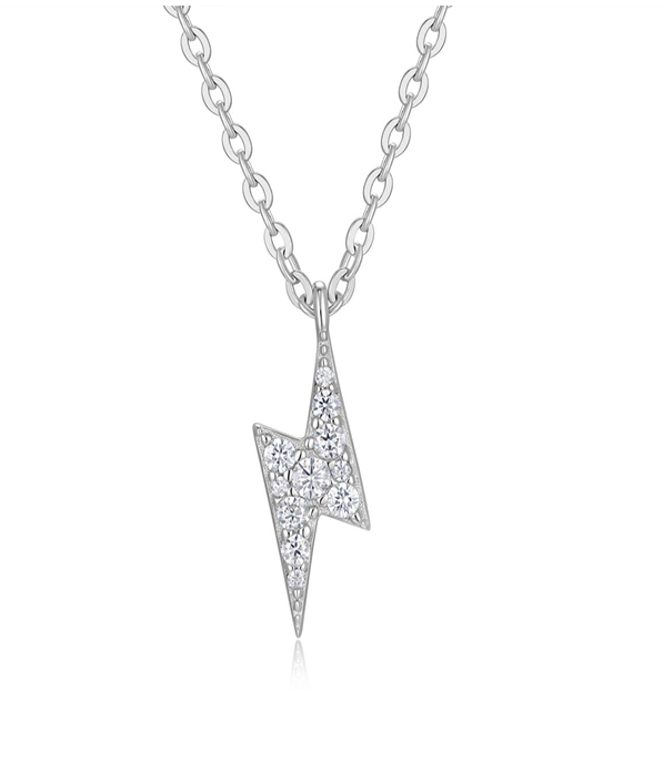 Lightning Bolt Necklace Pavé Moissanite VVS – S925