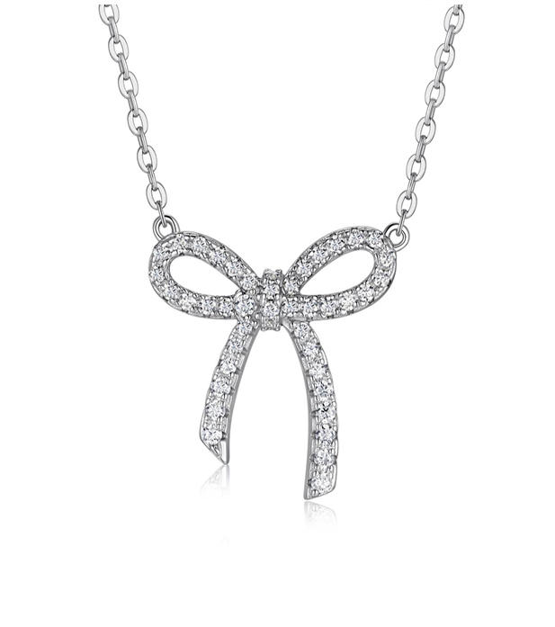 Bow Necklace Pavé Moissanite VVS – S925