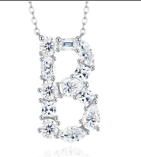 Alphabet Initial Necklace Moissanite VVS – S925