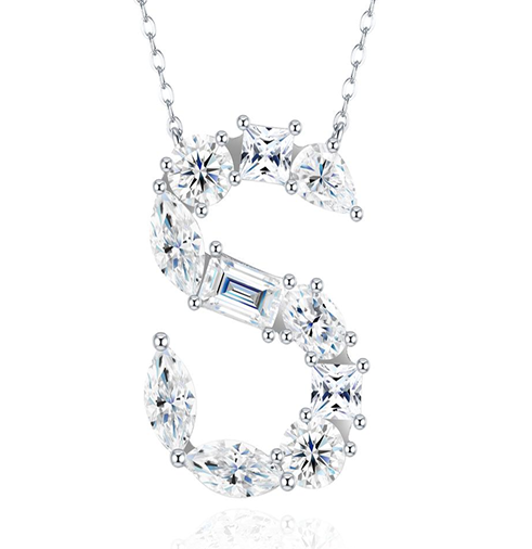 Alphabet Initial Necklace Moissanite VVS – S925