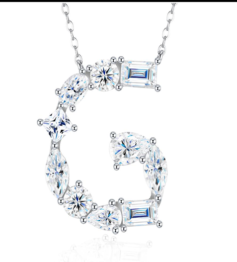 Alphabet Initial Necklace Moissanite VVS – S925