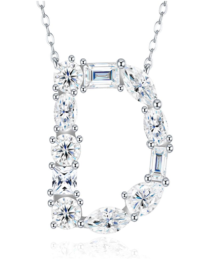Alphabet Initial Necklace Moissanite VVS – S925