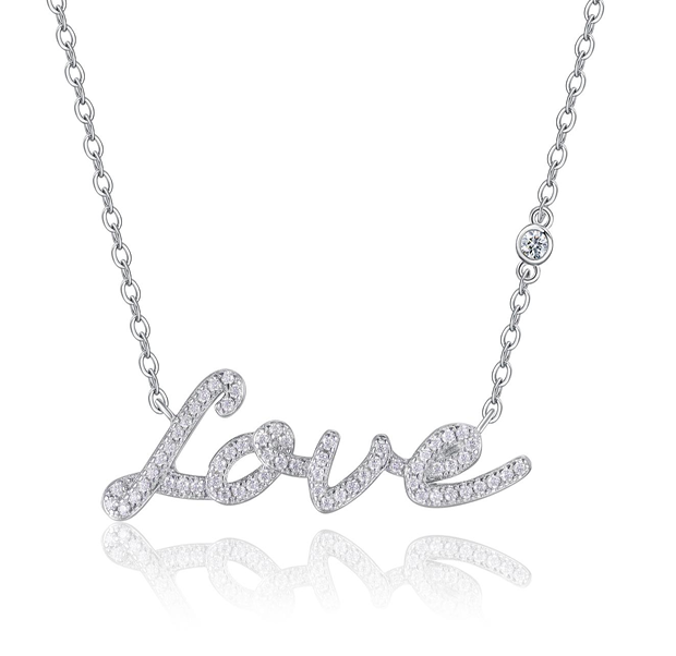 Love Script Necklace Pavé Moissanite VVS – S925