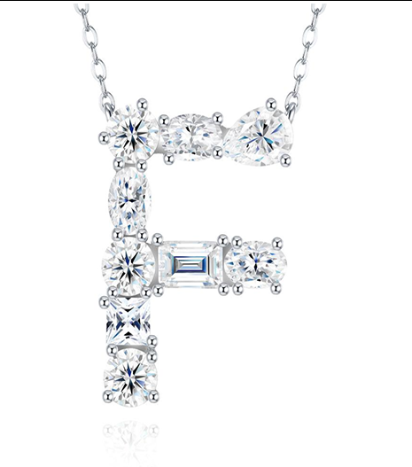 Alphabet Initial Necklace Moissanite VVS – S925