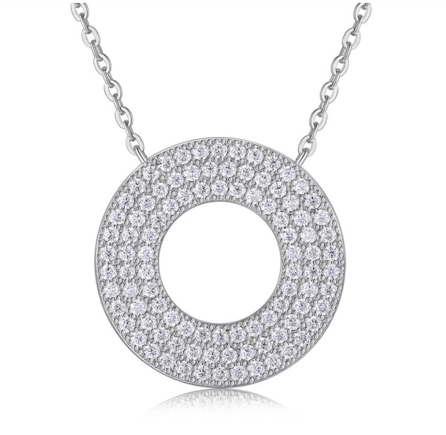 Pavé Circle Necklace Moissanite VVS – S925