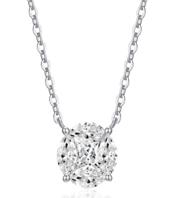Cluster Solitaire Necklace Marquise Moissanite VVS – S925