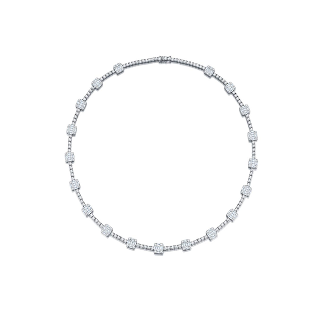 Square Halo Tennis Necklace Moissanite VVS – S925