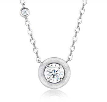 Brushed Bezel Solitaire Necklace Moissanite VVS – S925