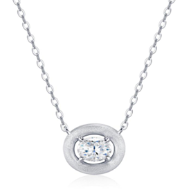 Oval Bezel Solitaire Necklace Moissanite VVS – S925