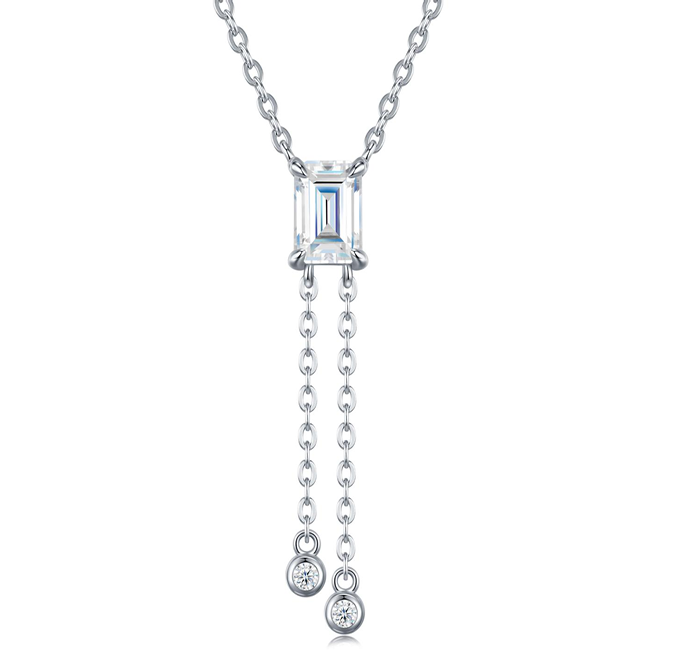 Emerald Drop Necklace Moissanite VVS – S925