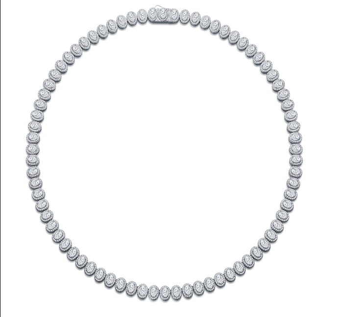 Oval Halo Tennis Necklace Moissanite VVS – S925
