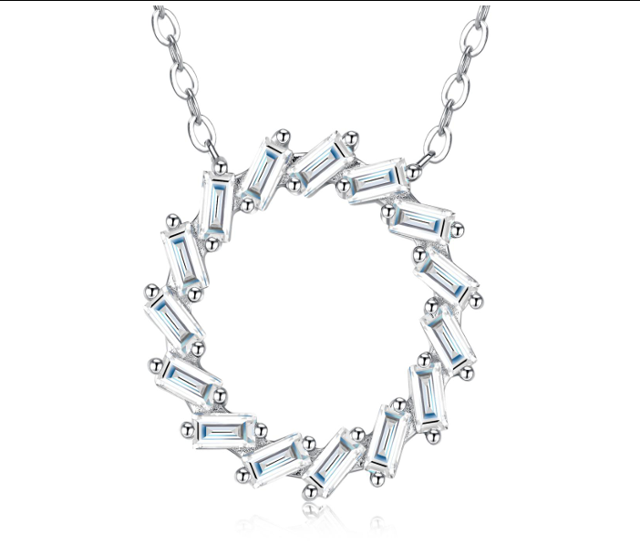 Emerald Circle Necklace Moissanite VVS – S925