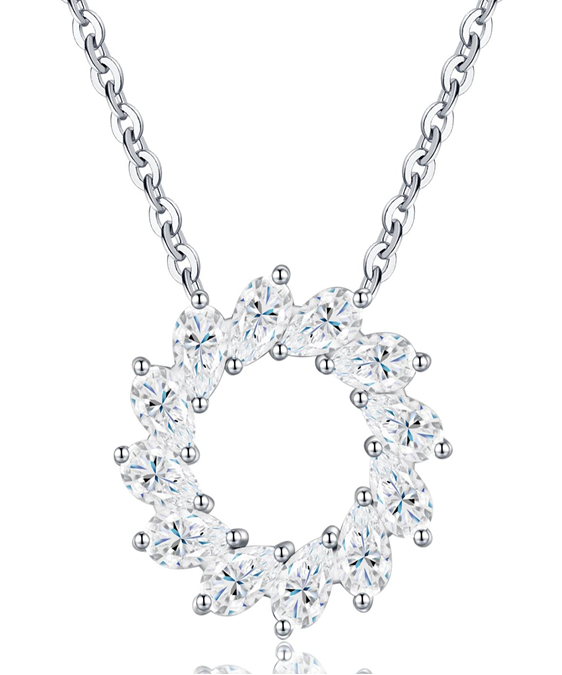 Marquise Circle Necklace Moissanite VVS – S925
