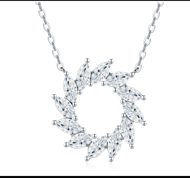 Marquise Wreath Necklace Moissanite VVS – S925