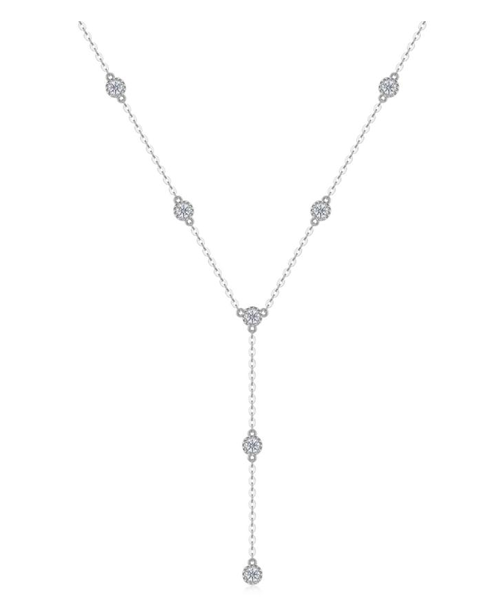 Floral Y Necklace Pavé Moissanite VVS – S925