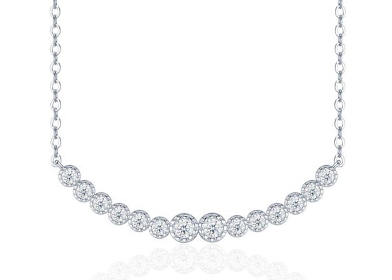 Graduated Bezel Necklace Moissanite VVS – S925