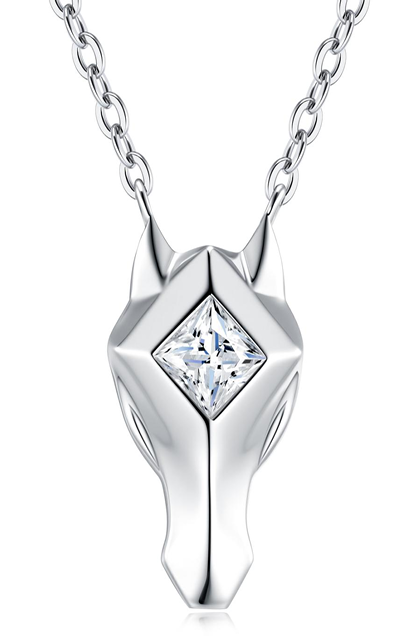 Wolf Head Solitaire Pendant Moissanite VVS – S925