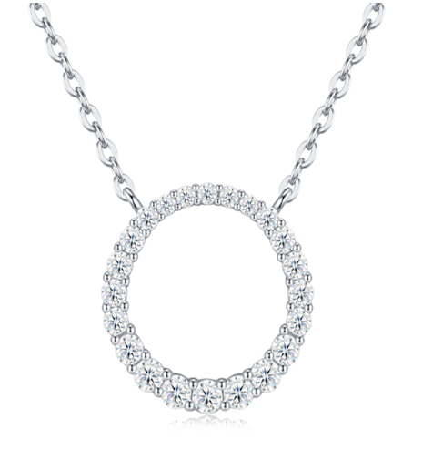 Classic Circle Necklace Moissanite VVS – S925