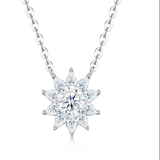 Marquise Starburst Necklace Moissanite VVS – S925