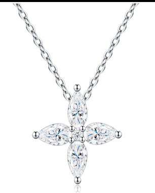 Marquise Cross Necklace Moissanite VVS – S925