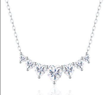 Heart Crown Necklace Moissanite VVS – S925