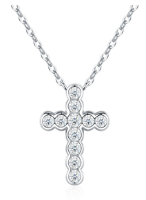 Bezel Cross Necklace Moissanite VVS – S925