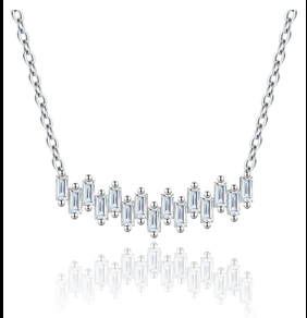 Emerald Bar Necklace Moissanite VVS – S925