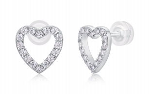 Studs Cœur Ouvert Pavé Moissanite VVS – S925