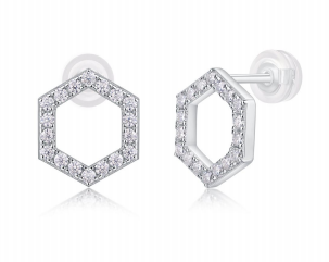Studs Hexagone Ouvert Pavé Moissanite VVS – S925