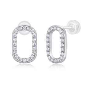 Studs Ovale Ouvert Pavé Moissanite VVS – S925